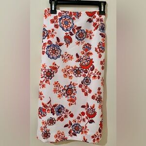 Ann Taylor Floral Skirt in White and Orange